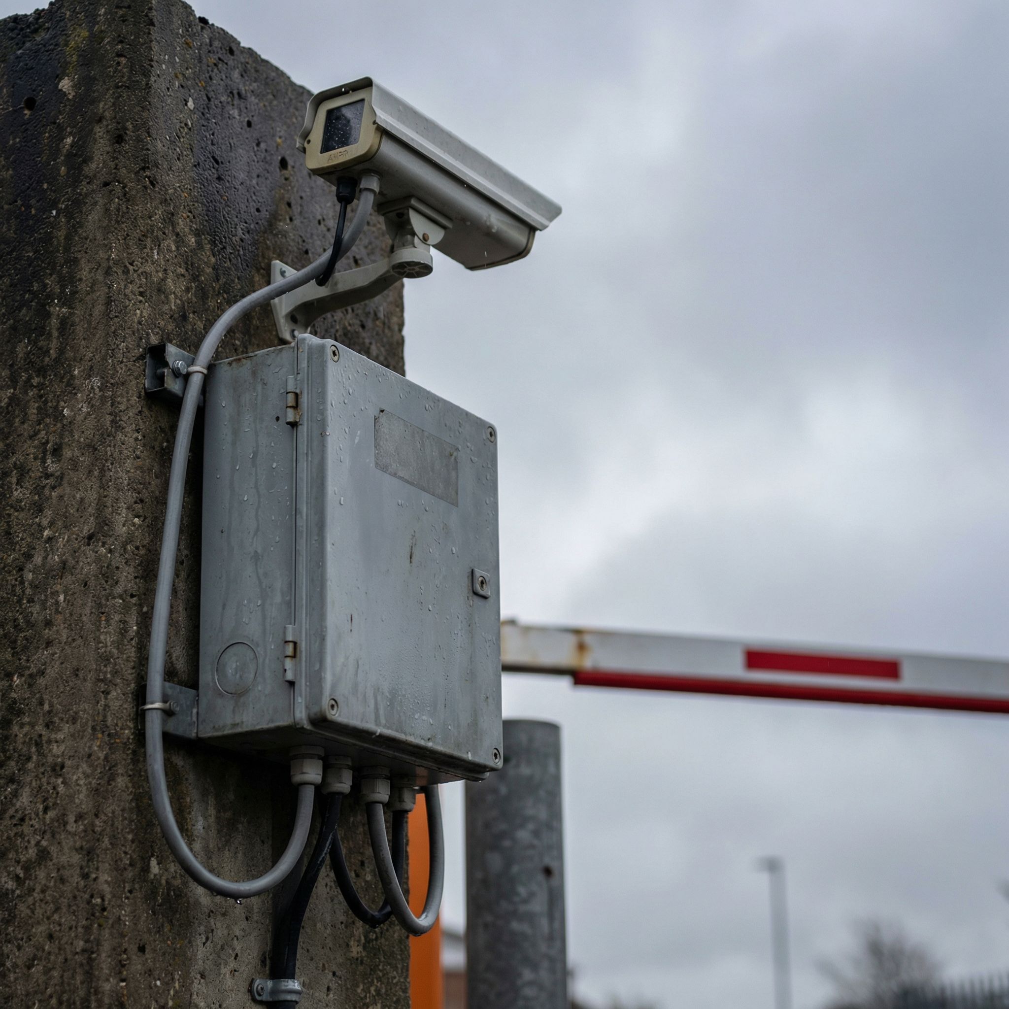 ANPR camera and controller box installed at a UK industrial estate